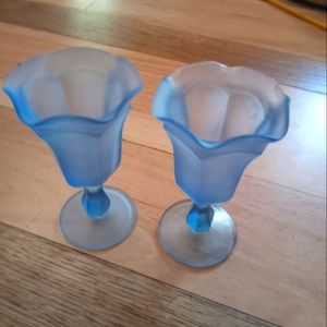 Vintage carnival glass blue ice cream parlor sundae bowl